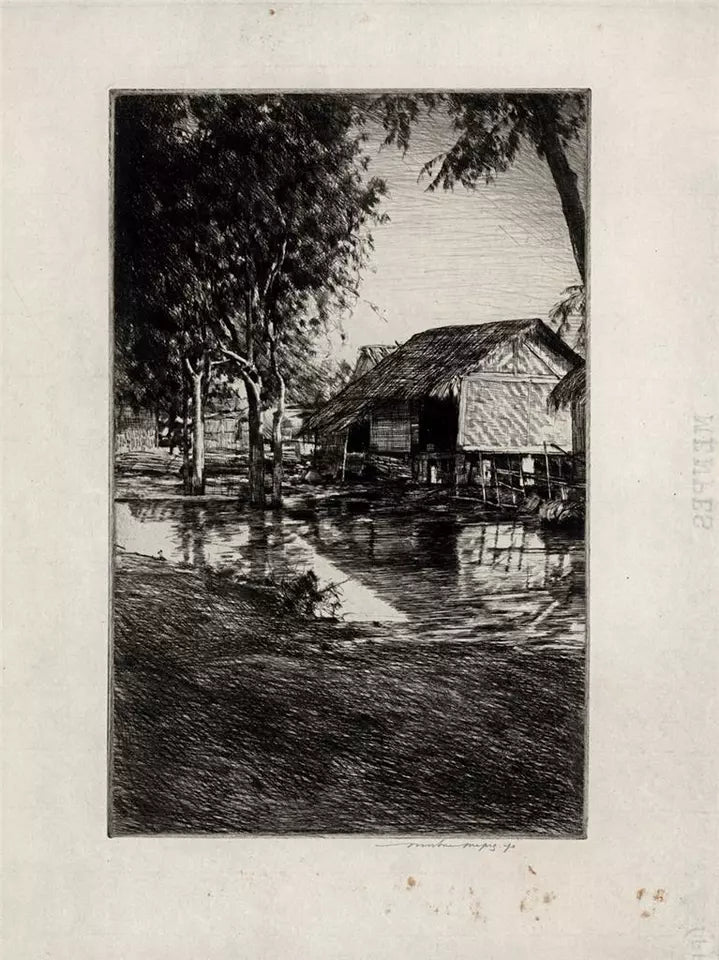Mortimer Luddington Menpes - Pencil Signed Etching - House With Rattan Walls, Burma