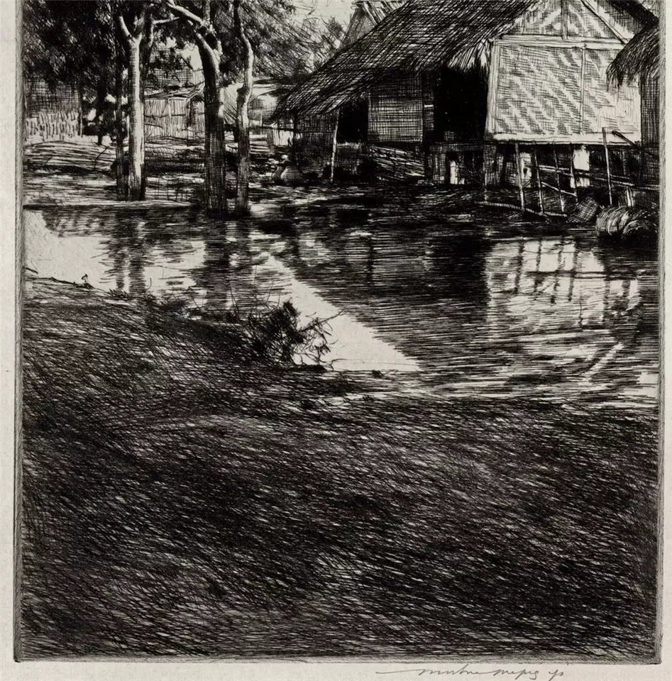 Mortimer Luddington Menpes - Pencil Signed Etching - House With Rattan Walls, Burma