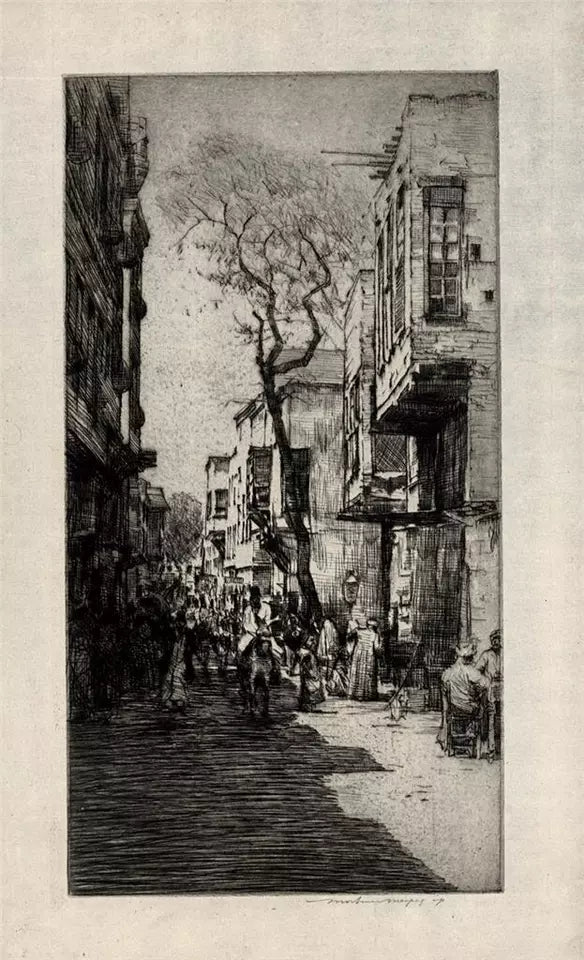 Mortimer Luddington Menpes (1855-1938) - Signed Etching - Figures & Donkey Street Scene