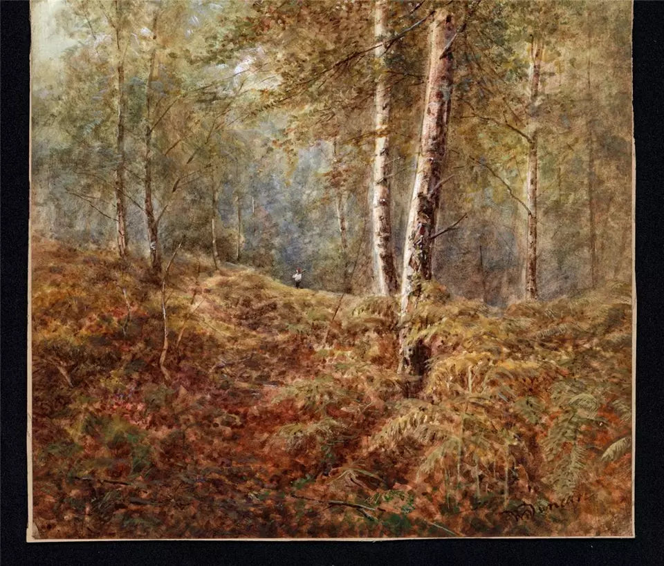 Walter Duncan (1848-1932) - Watercolour Painting - Figure In Forest Landscape