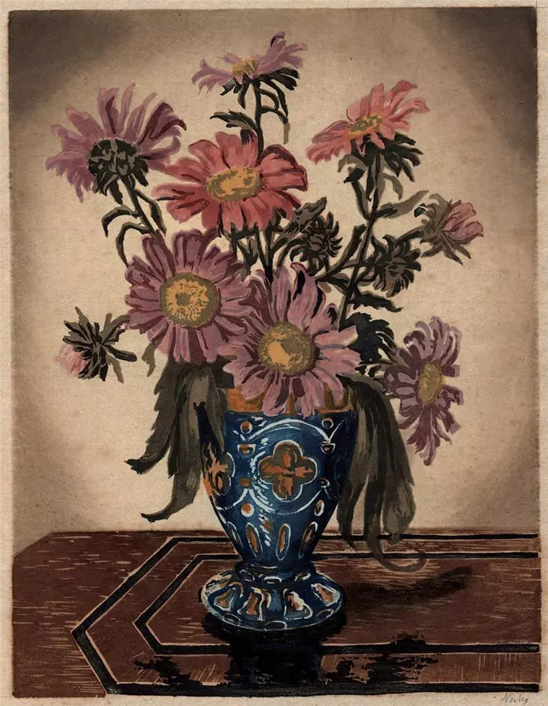 Hugo Noske (1886-1960) - Woodcut Signed In Pencil - Still Life Flowers