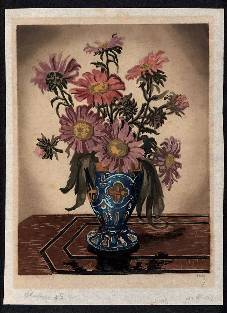 Hugo Noske (1886-1960) - Woodcut Signed In Pencil - Still Life Flowers