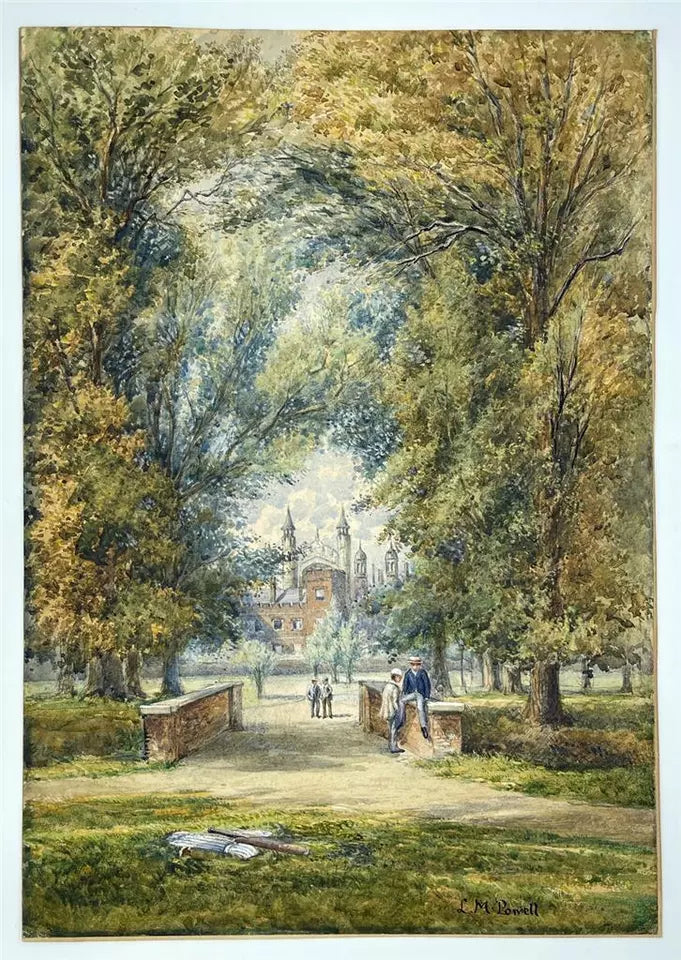 Leonard Marlborough Powell - Watercolour Painting - Eton College Cricketers