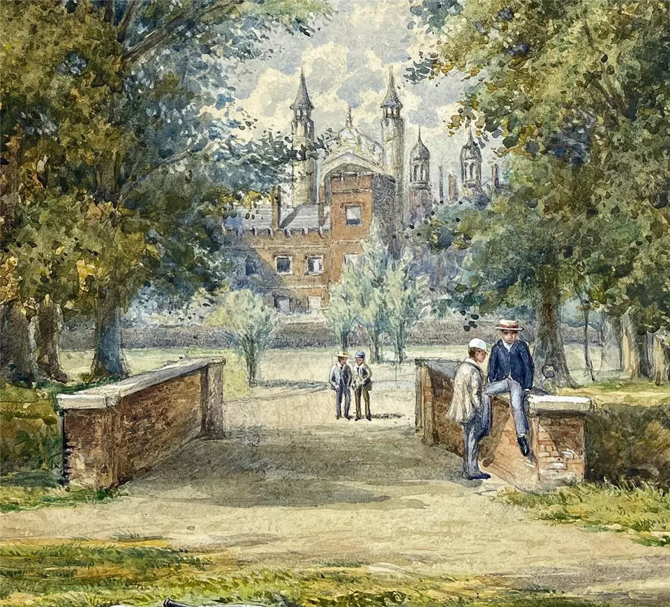 Leonard Marlborough Powell - Watercolour Painting - Eton College Cricketers