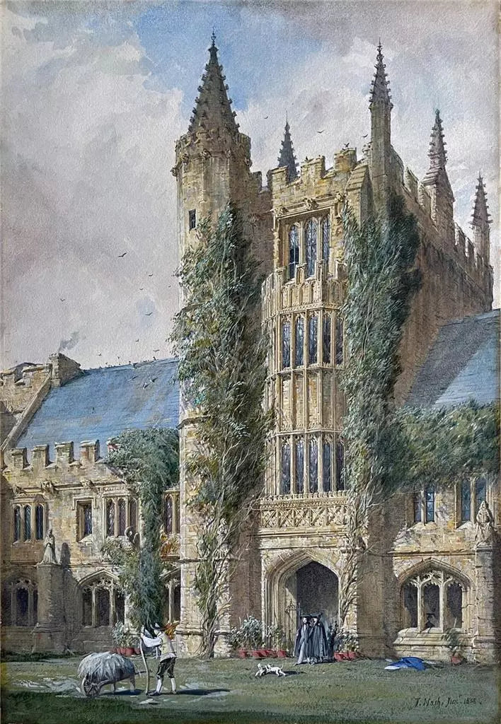 Joseph Nash - Watercolour Painting - Magdalen College Oxford 1858 - 19th Century