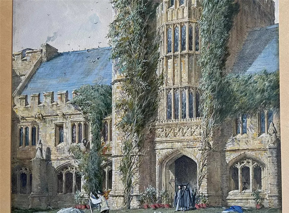 Joseph Nash - Watercolour Painting - Magdalen College Oxford 1858 - 19th Century