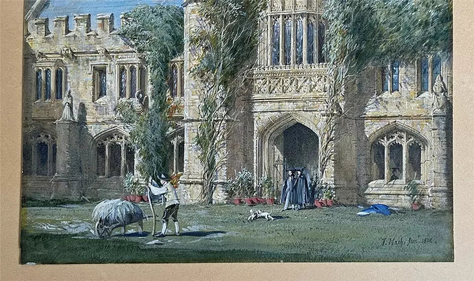 Joseph Nash - Watercolour Painting - Magdalen College Oxford 1858 - 19th Century