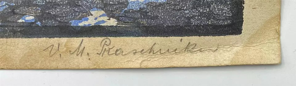 Valerie Praschniker (1894-1972) Woodcut Signed In Pencil - Winter Lake Landscape