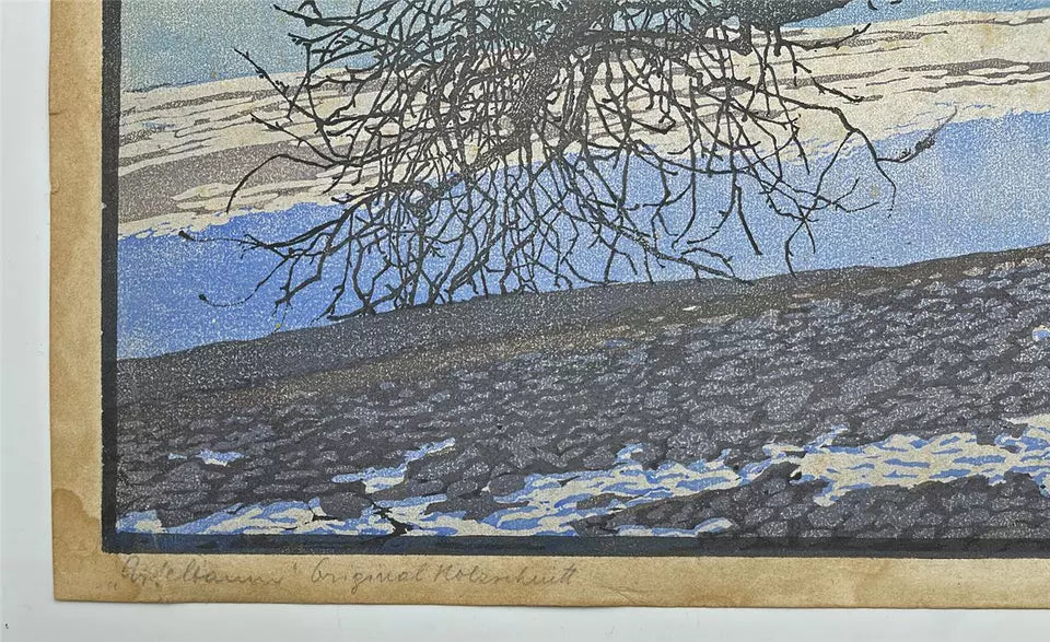 Valerie Praschniker (1894-1972) Woodcut Signed In Pencil - Winter Lake Landscape