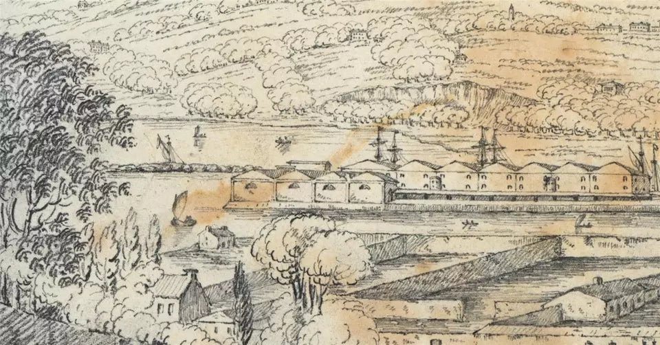 Cork Harbour From Sydney Place Ireland c1823 Pencil Drawing Early 19th Century