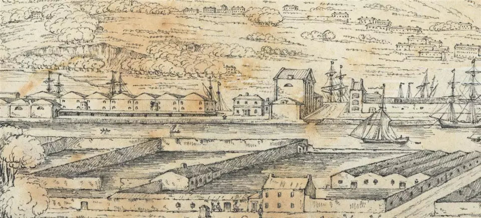Cork Harbour From Sydney Place Ireland c1823 Pencil Drawing Early 19th Century