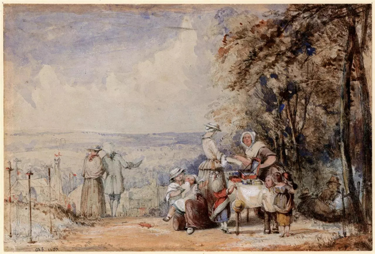 Joseph Axe Sleap (1808-1859) - Watercolour Painting - A Country Fair 1837