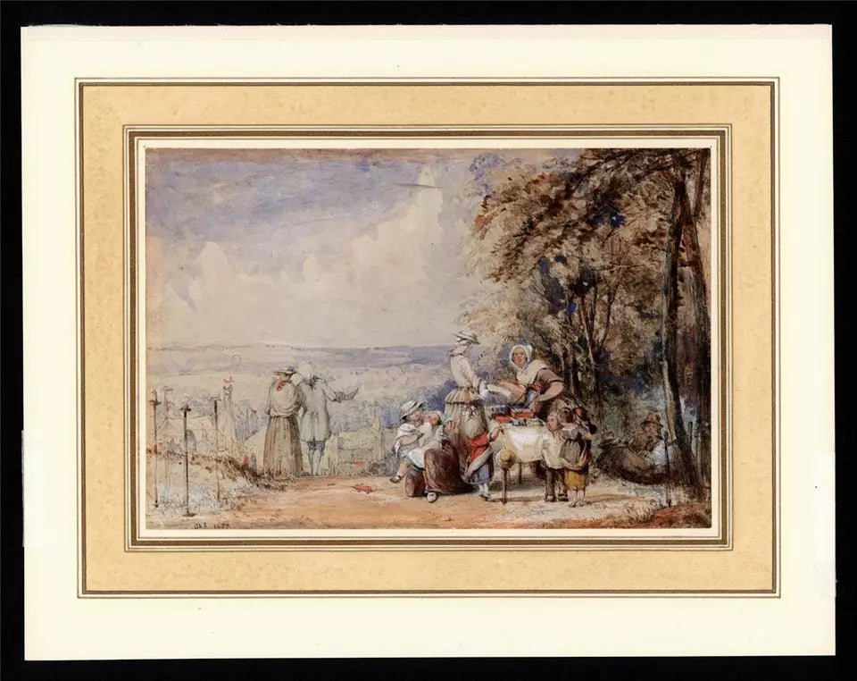 Joseph Axe Sleap (1808-1859) - Watercolour Painting - A Country Fair 1837