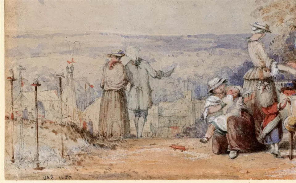 Joseph Axe Sleap (1808-1859) - Watercolour Painting - A Country Fair 1837