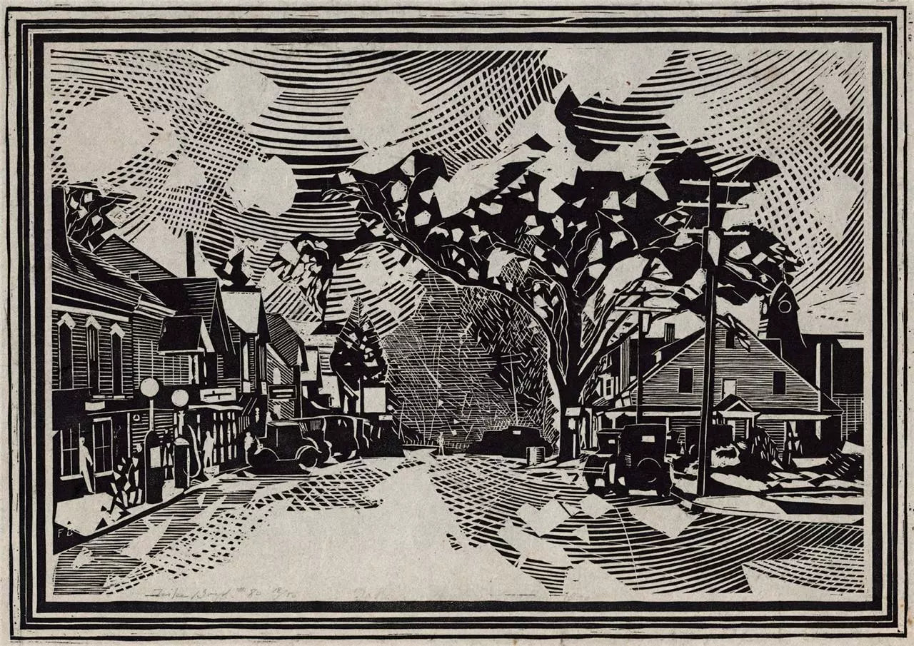 Fiske Boyd (1895-1975) Pencil Signed Woodcut Washingtonville New York USA 1930