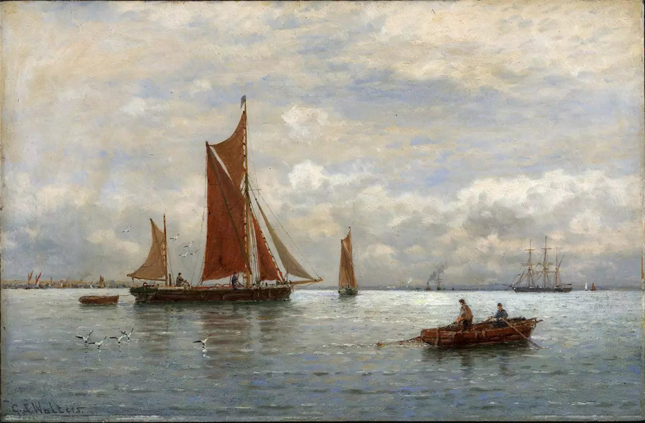 George Stanfield Walters (1838-1924) Oil Painting - On Southampton Water