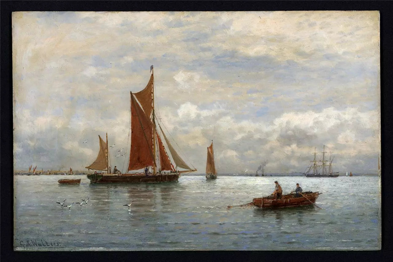 George Stanfield Walters (1838-1924) Oil Painting - On Southampton Water