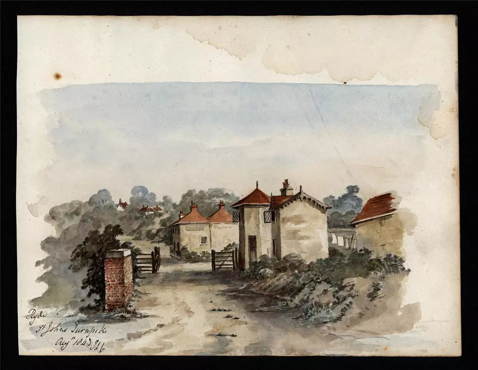 Sir James Lillyman Caldwell (1770-1863) Watercolour Painting - St. John's Turnpike, Ryde, Isle of Wight 1843
