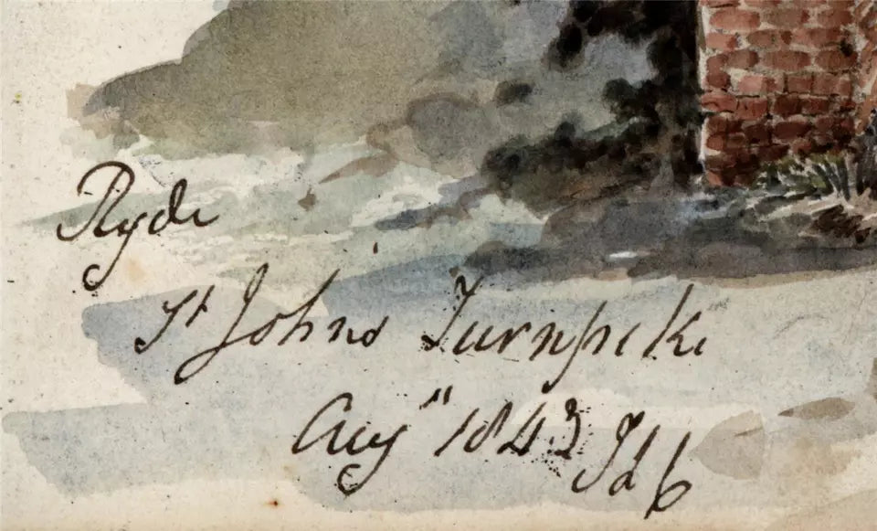 Sir James Lillyman Caldwell (1770-1863) Watercolour Painting - St. John's Turnpike, Ryde, Isle of Wight 1843