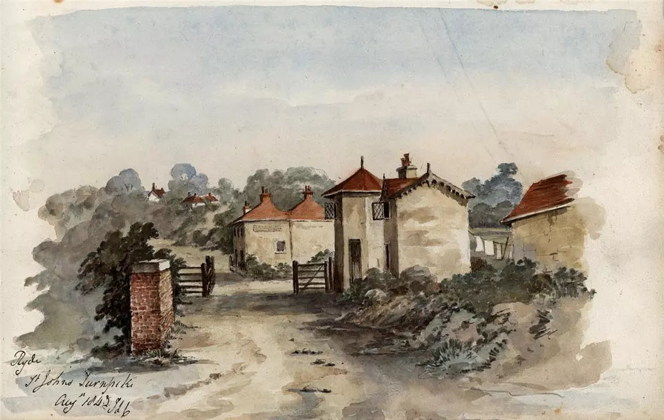 Sir James Lillyman Caldwell (1770-1863) Watercolour Painting - St. John's Turnpike, Ryde, Isle of Wight 1843