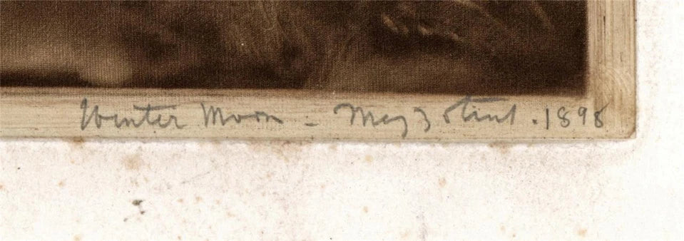 David Waterson Mezzotint 1898 Winter Moon Scotland