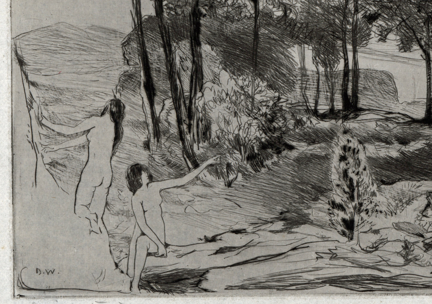 David Waterson (1870-1954) Signed Etching - Caprice - Ladies By Wood 1913