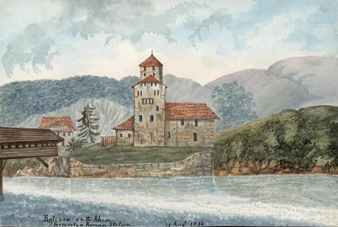 Elizabeth Campbell (1783-1861) Watercolour Painting 1818 Eglisau on the Rhine, formerly a Roman station, Switzerland