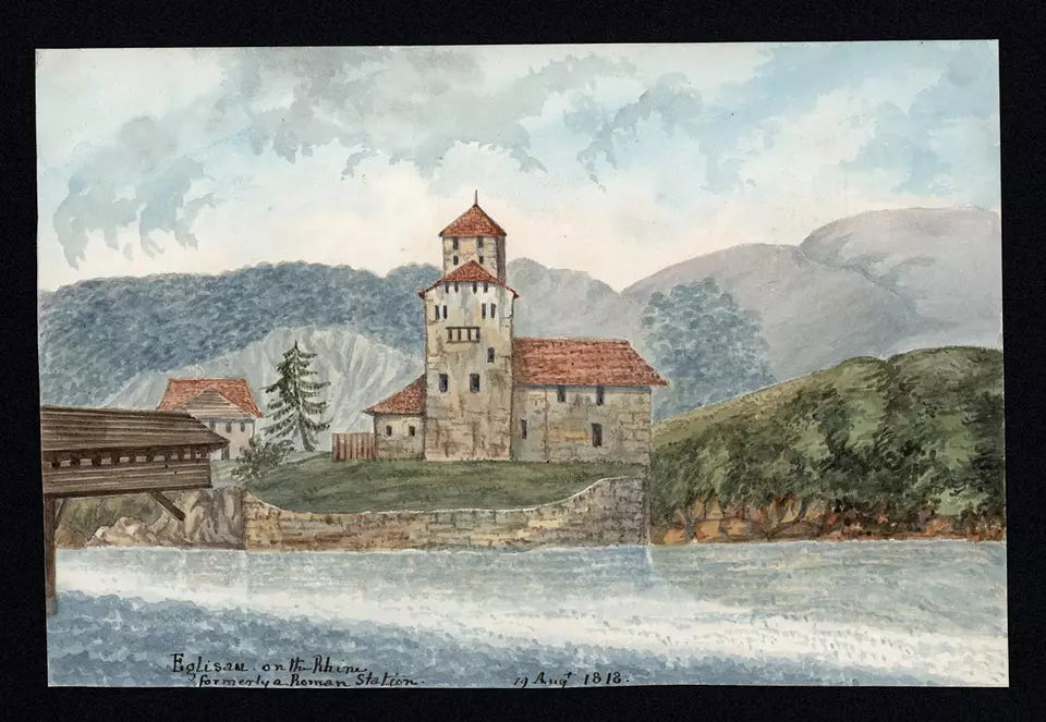 Elizabeth Campbell (1783-1861) Watercolour Painting 1818 Eglisau on the Rhine, formerly a Roman station, Switzerland