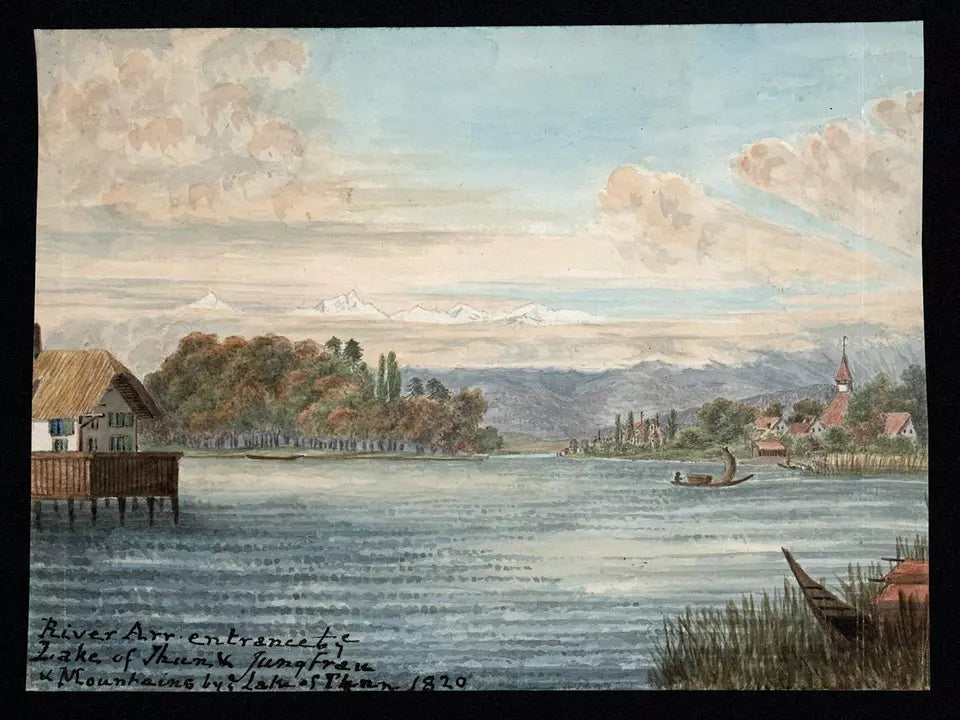Elizabeth Campbell (1783-1861) Watercolour Painting - Lake of Thun, Jungfrau, Switzerland 1820