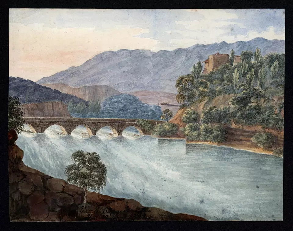 Elizabeth Campbell (1783-1861) Watercolour Painting - Pont De Sierre 1822