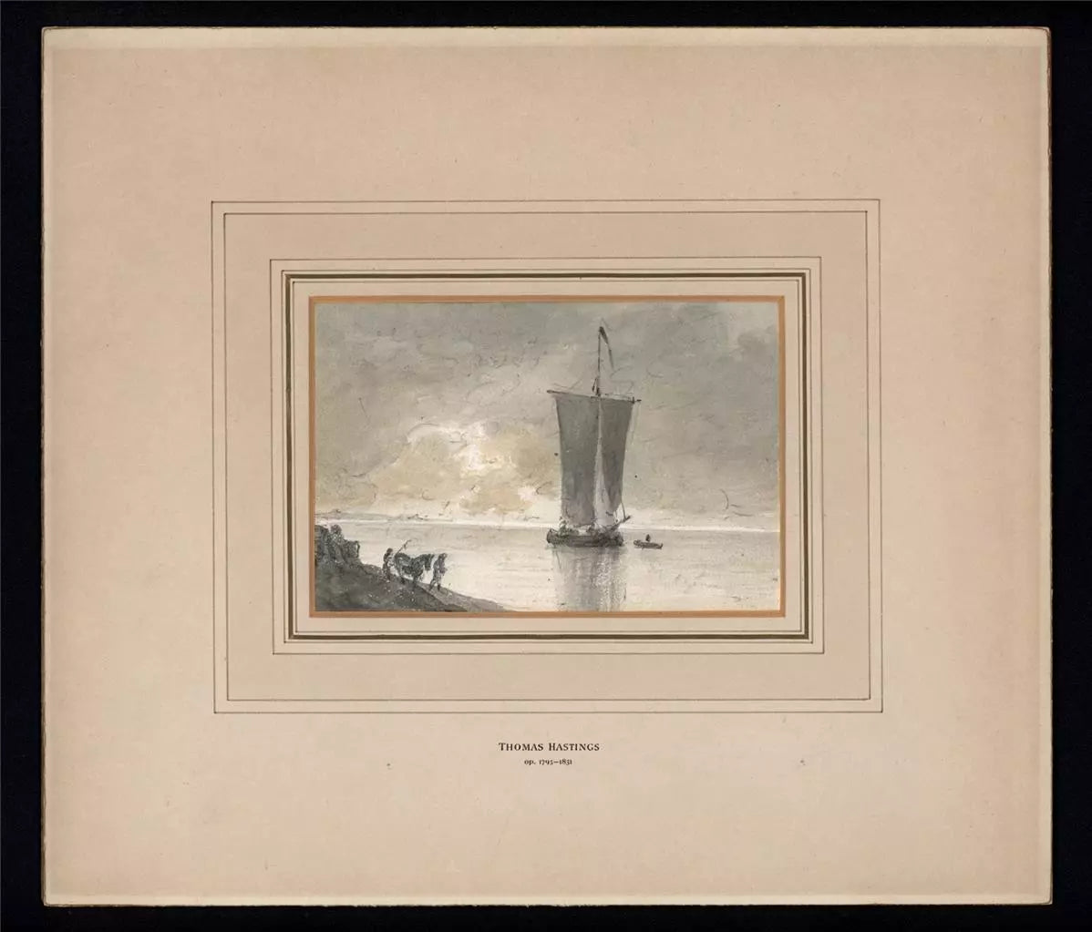 Thomas Hastings (1778-1854) - Watercolour Painting - Sailing Barge On The Severn