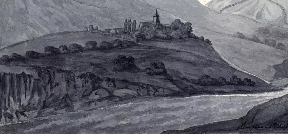 Elizabeth Campbell (1783-1861) - Watercolour Painting - Langres France - 1824