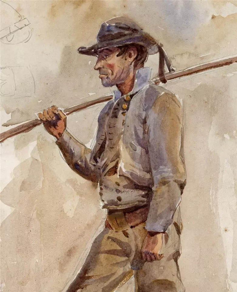 Alfred Crowdy Lovett (1862-1919) Watercolour Painting - Portrait Of A Workman