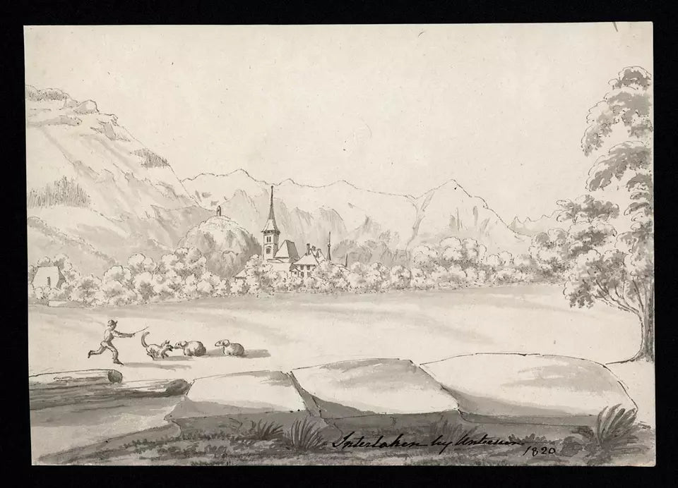 Elizabeth Campbell (1783-1861) Watercolour Painting - Interlaken Unterseen Switzerland 1820