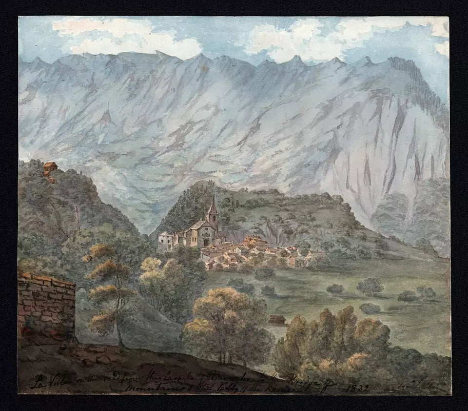 Elizabeth Campbell (1783-1861) Watercolour Painting - La Ville Switzerland - Road To Chamonix 1822