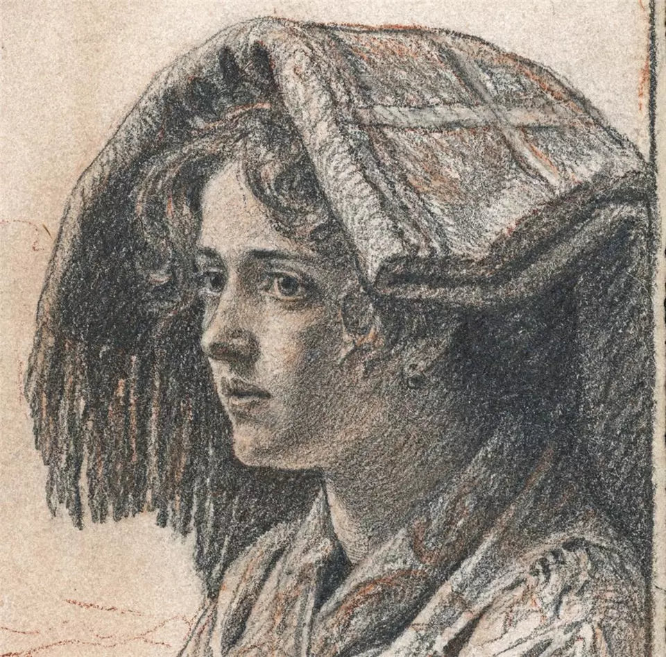 Hermann Hirsch (1861-1934) - Antique Pencil Drawing - Portrait Of A Lady