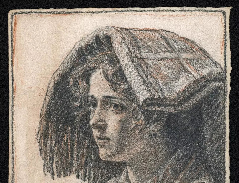 Hermann Hirsch (1861-1934) - Antique Pencil Drawing - Portrait Of A Lady