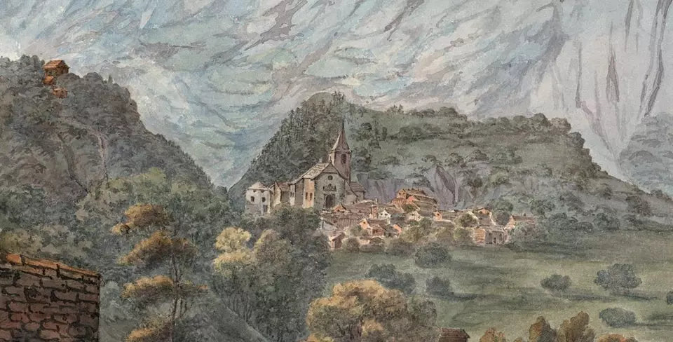 Elizabeth Campbell (1783-1861) Watercolour Painting - La Ville Switzerland - Road To Chamonix 1822