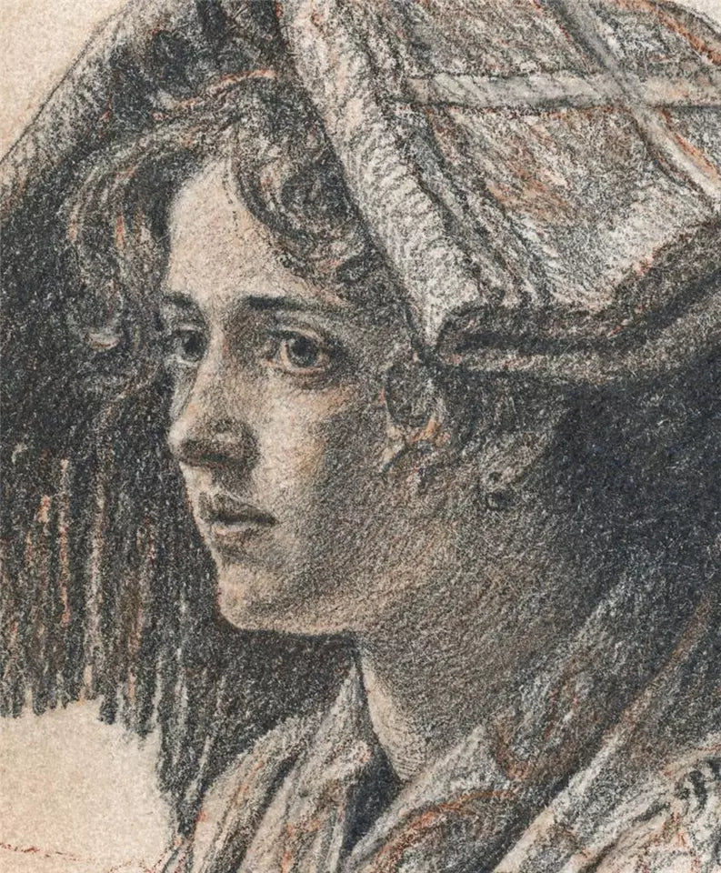 Hermann Hirsch (1861-1934) - Antique Pencil Drawing - Portrait Of A Lady