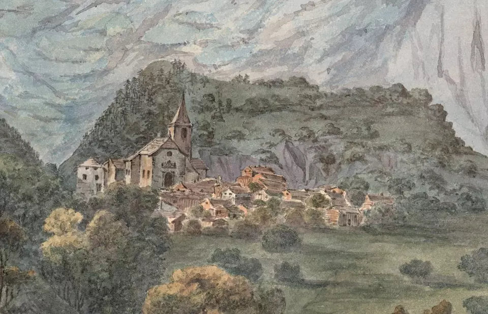 Elizabeth Campbell (1783-1861) Watercolour Painting - La Ville Switzerland - Road To Chamonix 1822