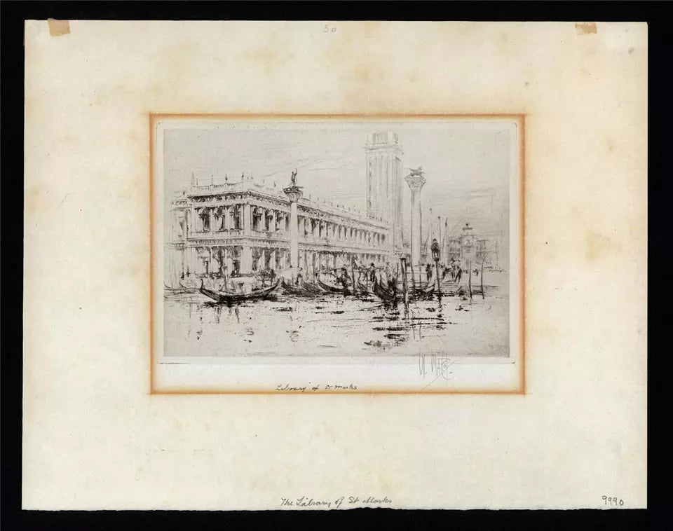 William Walcot (1874-1943) Signed Etching - The Library Of San Marco Venice 1920