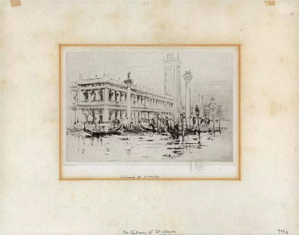 William Walcot (1874-1943) Signed Etching - The Library Of San Marco Venice 1920