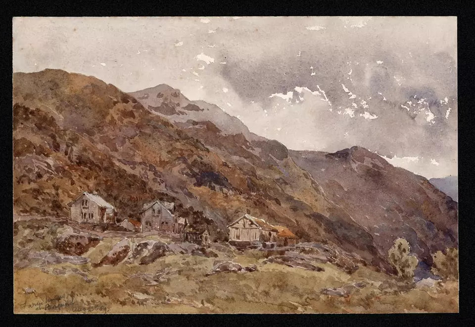 Borgund Norway 1889 - Antique Watercolour Painting - 19th Century