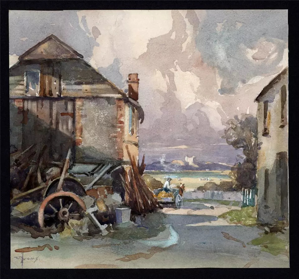 William Hyams (1878-1952) Watercolour Painting - Rural Landscape Scene