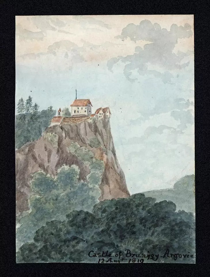 Elizabeth Campbell (1783-1861) Watercolour Painting - Brunegg Castle Aargau Switzerland 1819