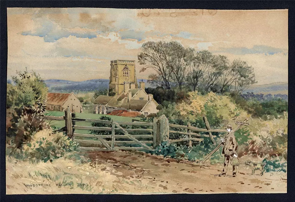 Arthur Charles Fare (1876-1958) Watercolour Painting - Woodspring Priory Somerset
