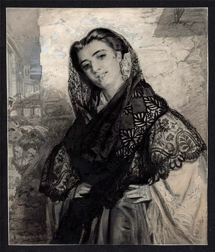John Bagnold Burgess (1830-1897) Watercolour Painting - The Belle Of The Village