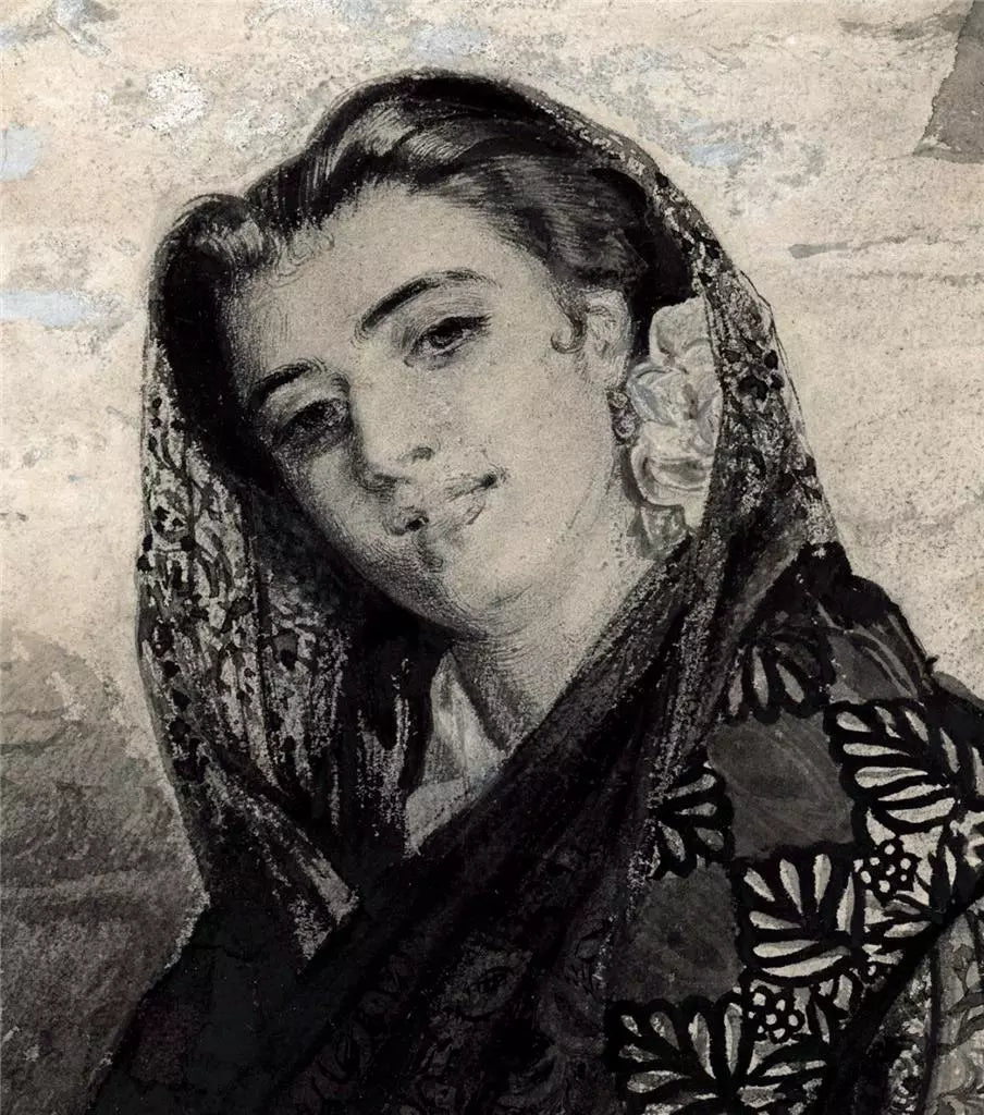 John Bagnold Burgess (1830-1897) Watercolour Painting - The Belle Of The Village