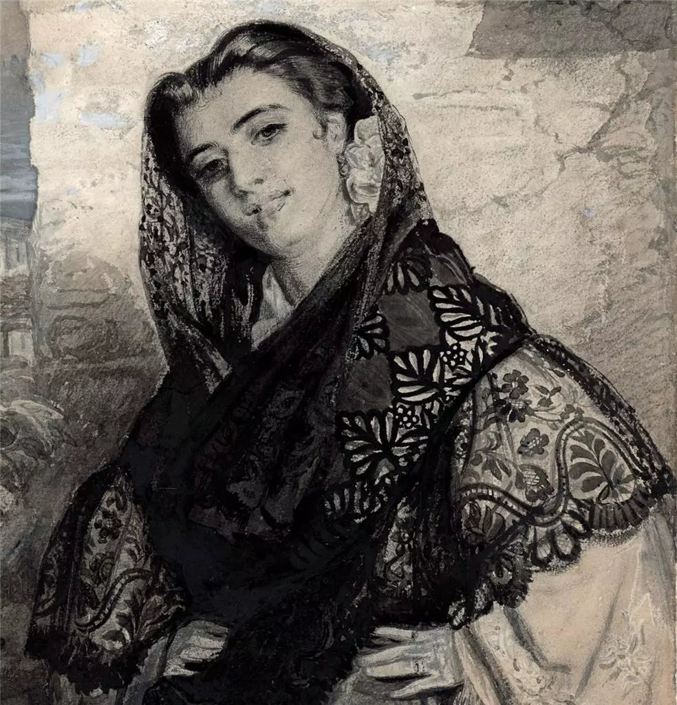 John Bagnold Burgess (1830-1897) Watercolour Painting - The Belle Of The Village