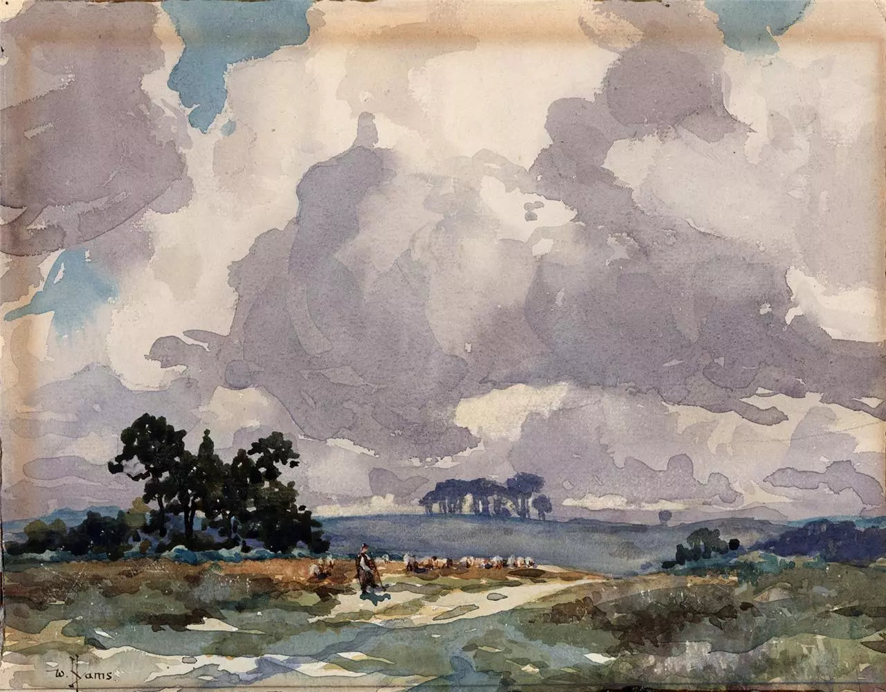 William Hyams (1878-1952) Watercolour Painting - Rural Landscape